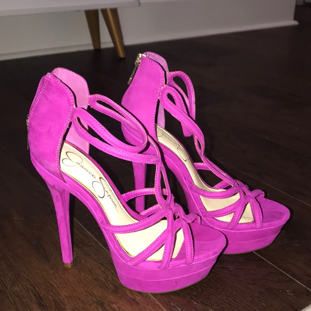 Jessica Simpson Strappy Magenta Platform Heels